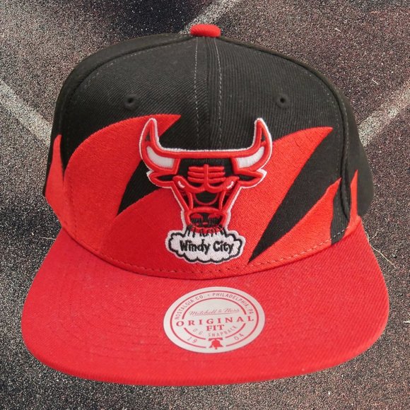 Chicago Bulls Sharktooth Snapback Hat Mitchell & Ness Vintage 90's Windy City - Picture 6 of 8